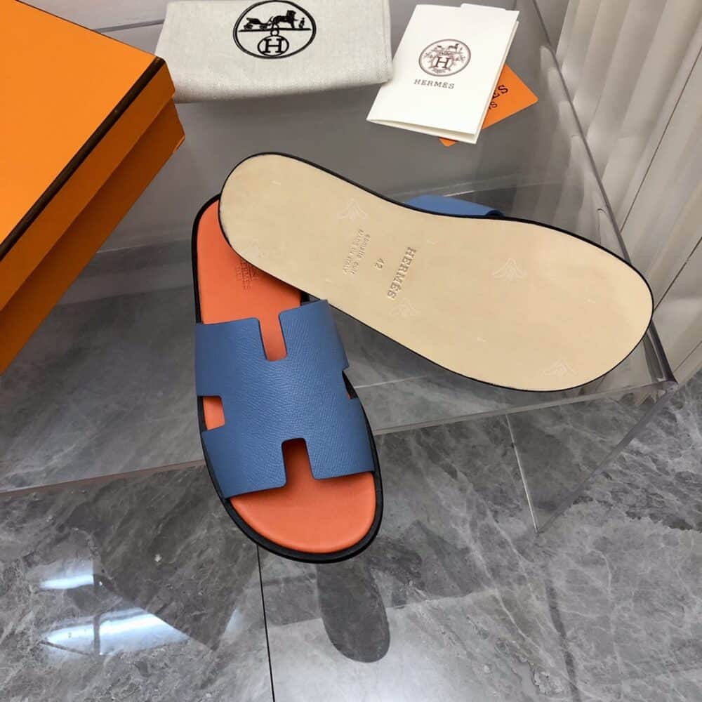 HERMES IZMIR SANDAL BLEU BLEUET ORANGE H221824Z - Image 9