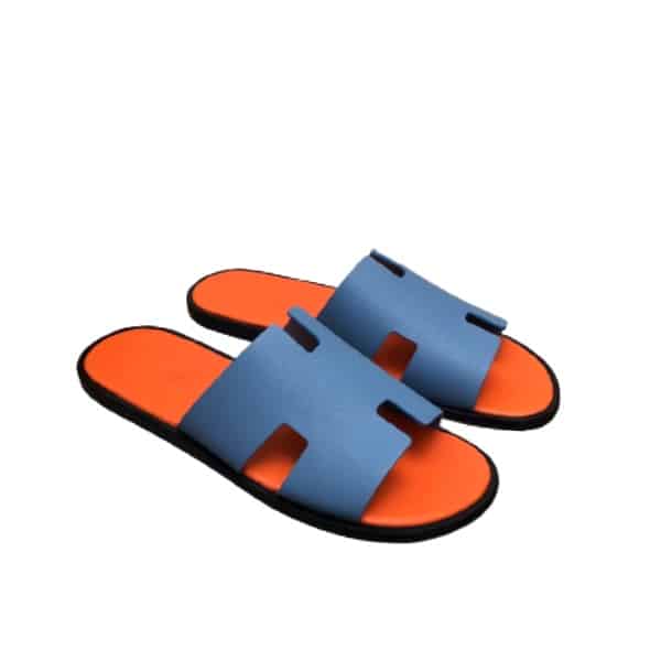 HERMES IZMIR SANDAL BLEU BLEUET ORANGE H221824Z