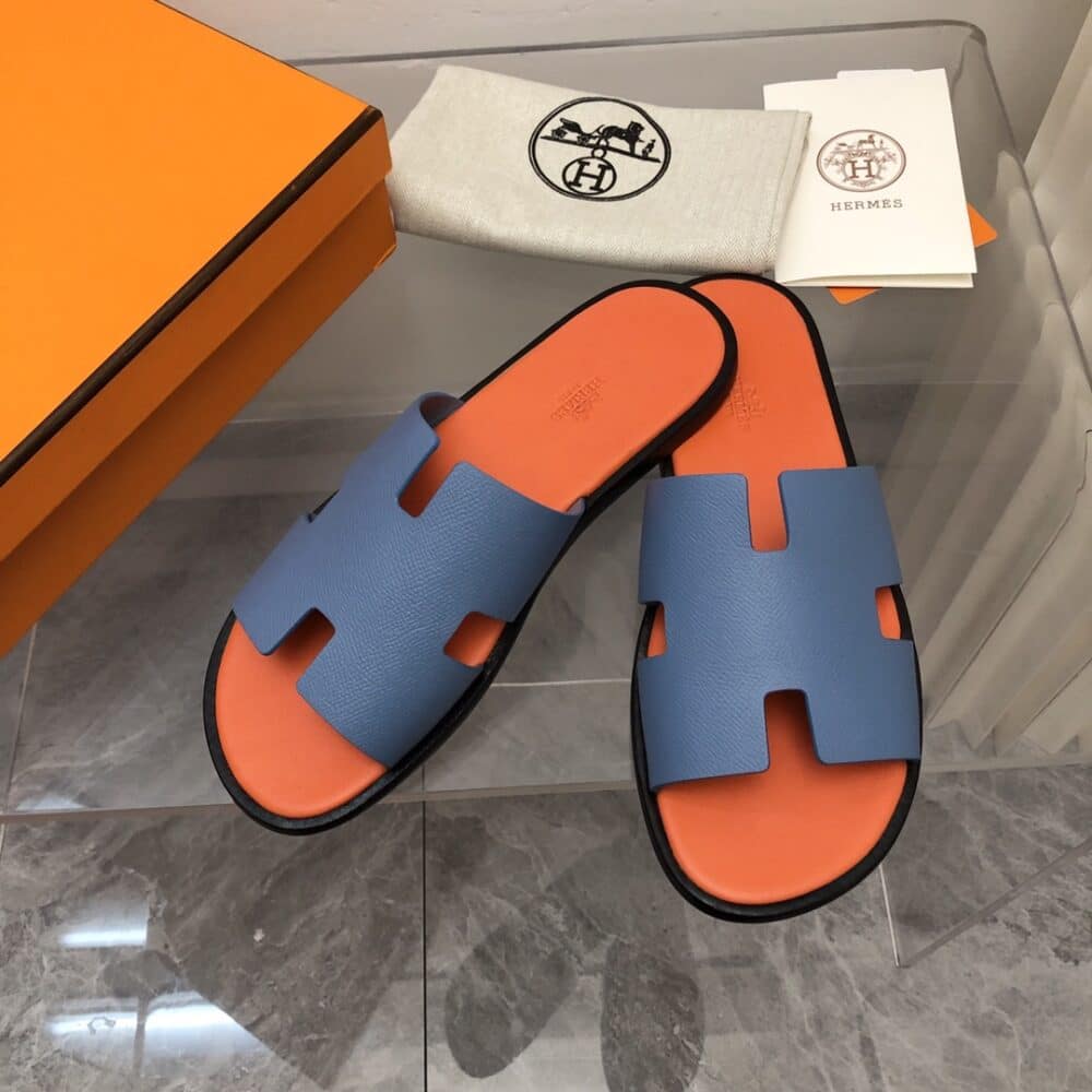 HERMES IZMIR SANDAL BLEU BLEUET ORANGE H221824Z - Image 10