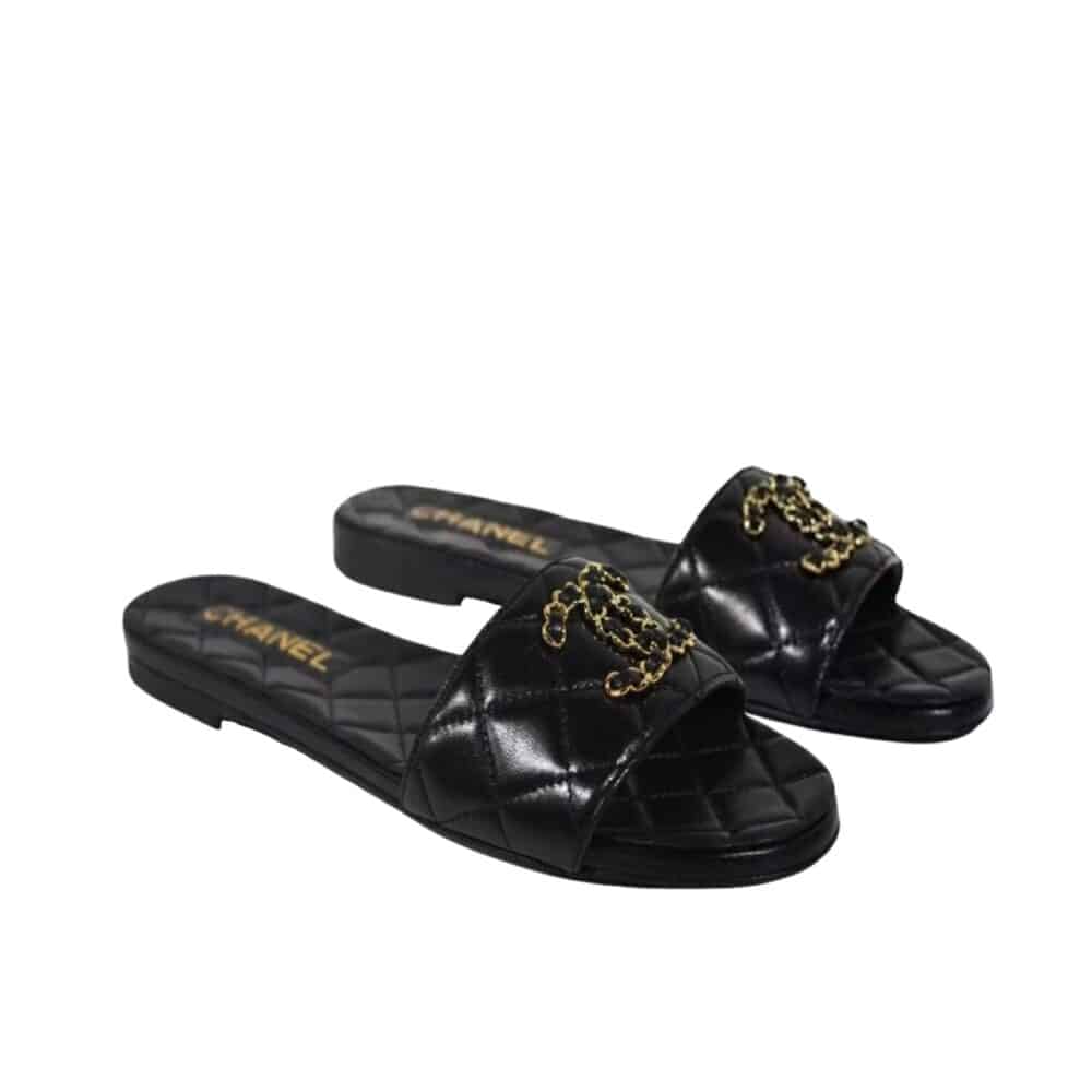CHANEL 23P QUILTED CC CHAIN MULE SANDAL BLACK G39954 X56940 94305