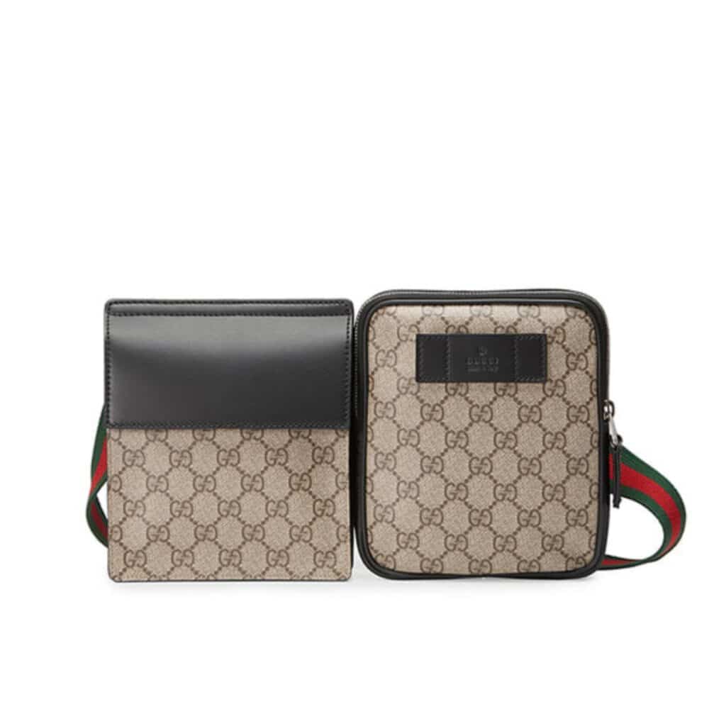 GUCCI GG SUPREME WEB BELT BAG BEIGE EBONY 33CM 450956 K6RHX 9678