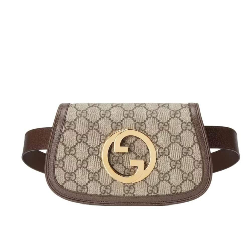 GUCCI BLONDIE BELT BAG GG SUPREME BEIGE EBONY 703807 K9GSG 8358
