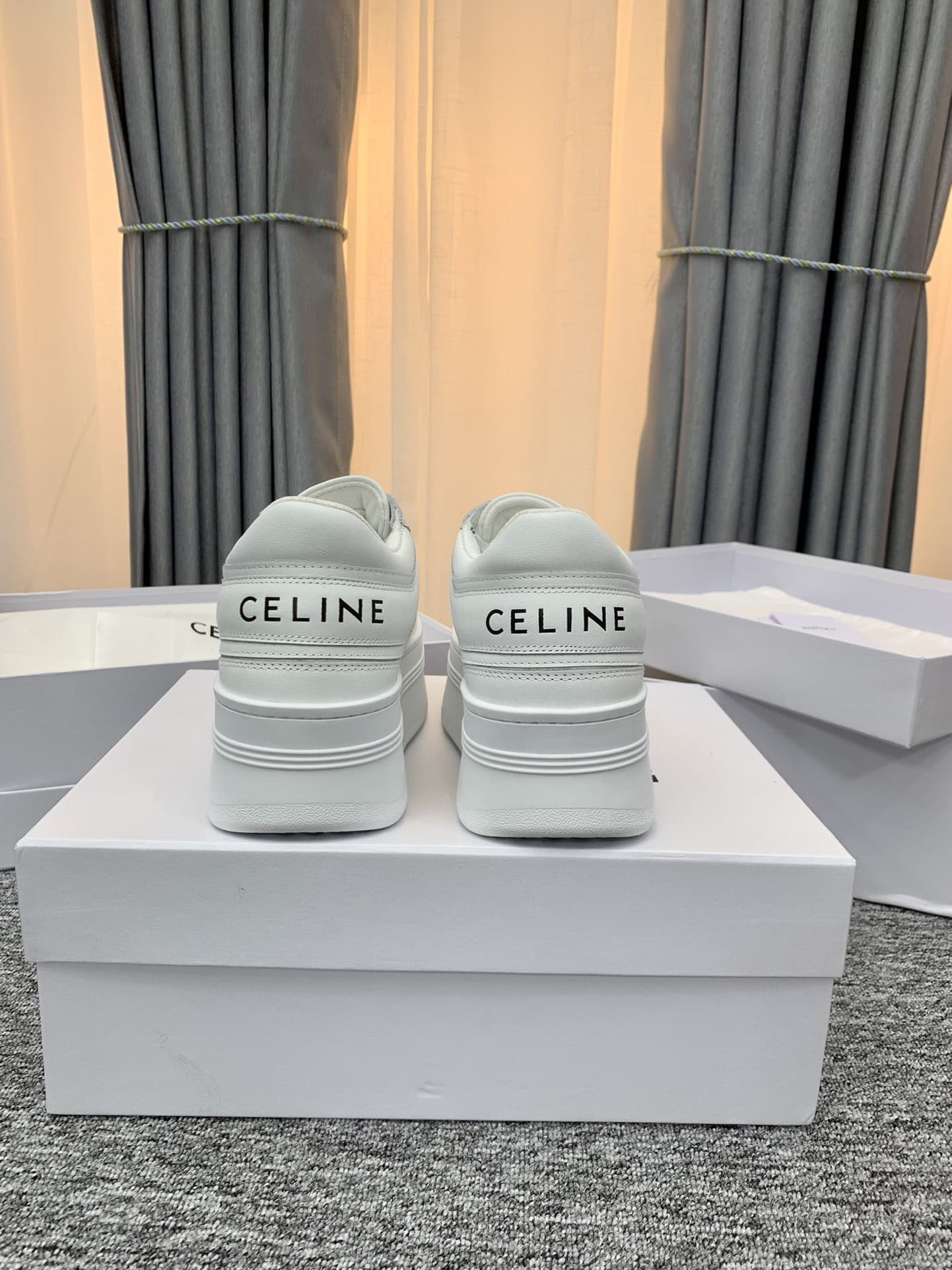 CELINE BLOCK SNEAKER WITH WEDGE OUTSOLE IN CALFSKIN OPTIC WHITE 346163338C01OP - Image 2