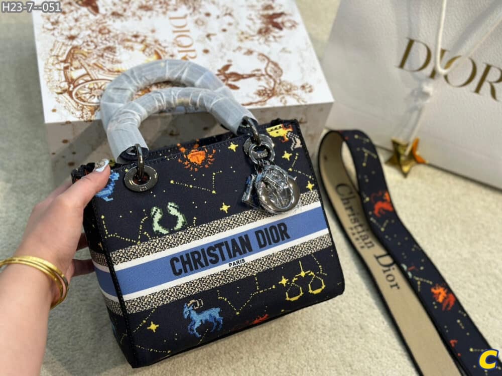 Alternative view of DIOR MEDIUM LADY D-LITE BAG BLACK MULTICOLOR DIOR PIXEL ZODIAC EMBROIDERY 24CM