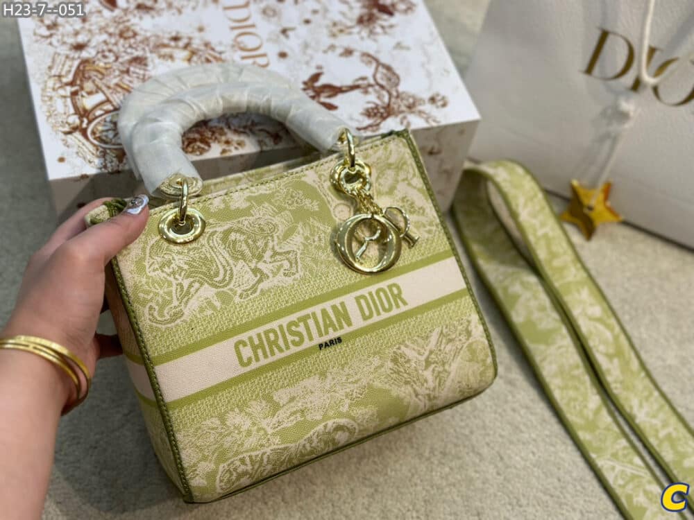 Alternative view of DIOR MEDIUM LADY D LITE TOILE DE JOUY REVERSE EMBROIDERED GREEN 24CM