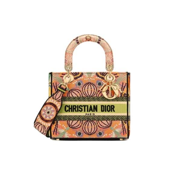 DIOR MEDIUM LADY D-LITE BAG MULTICOLOR LIGHTS EMBROIDERY 24CM