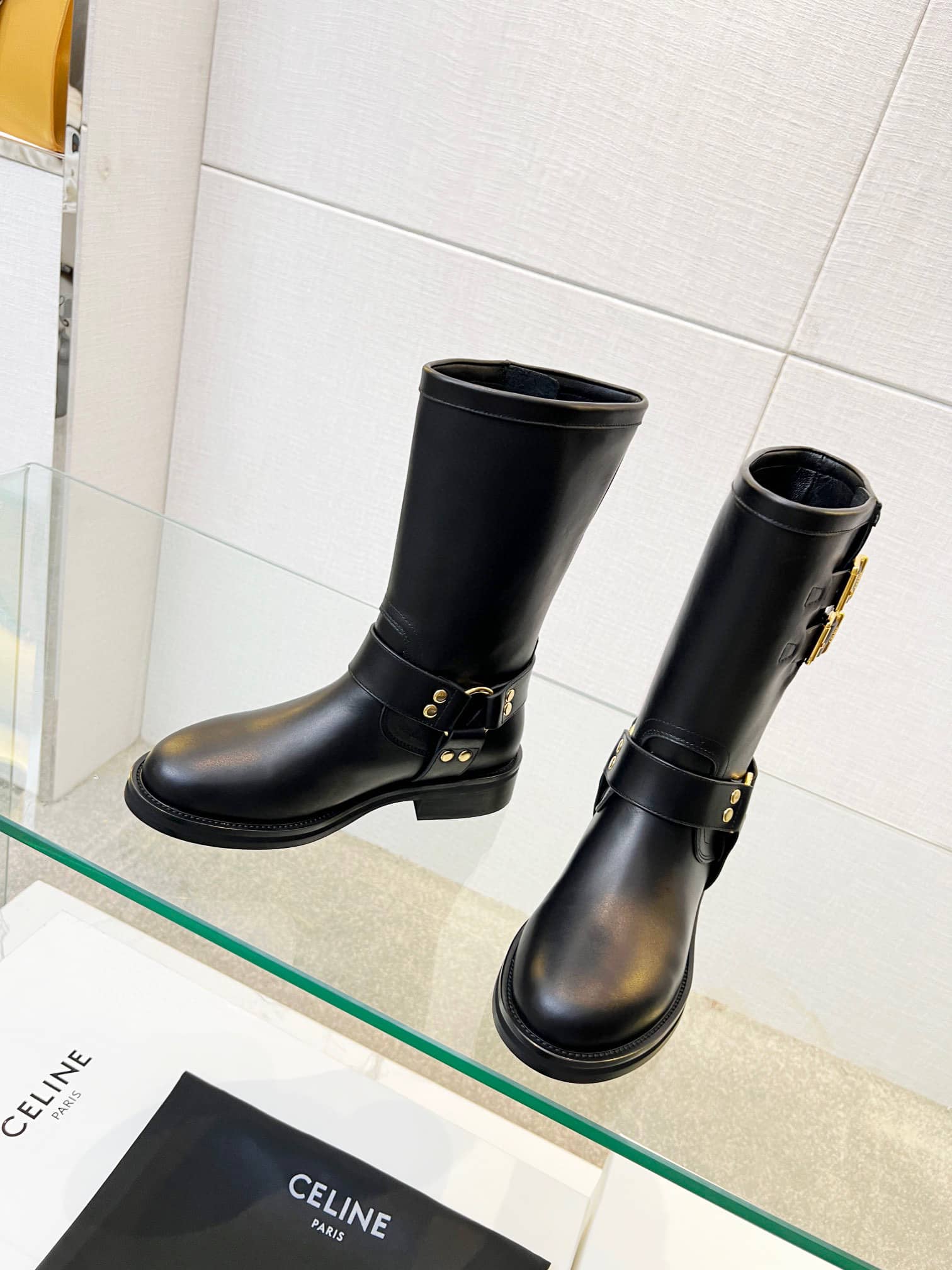 CELINE BULKY MID BIKER BOOT WITH HARNESS IN CALFSKIN VEGETAL TANNING 354573882C38NG - Image 2