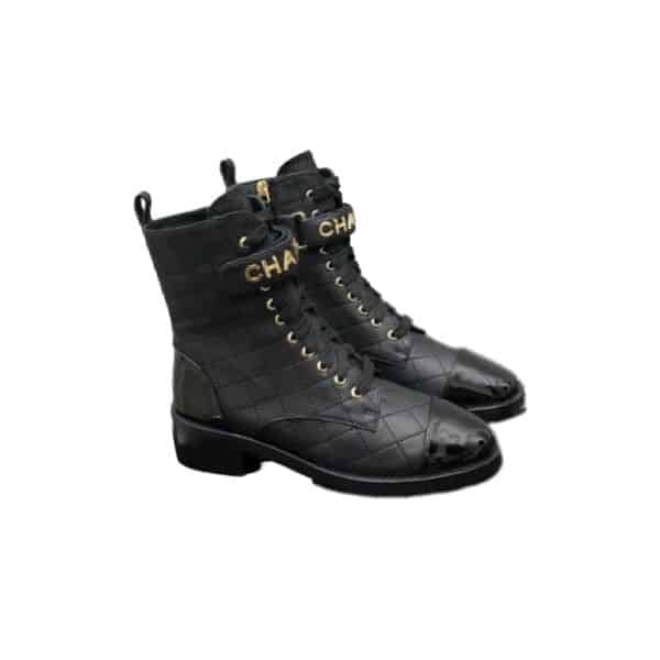 CHANEL COMBAT BOOTS BLACK G45005 B13037 94305