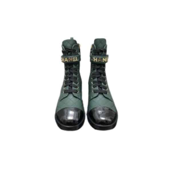 CHANEL COMBAT BOOTS DARK GREEN G45005