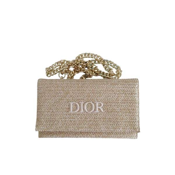 DIOR 30 MONTAIGNE CLUTCH BAG BEIGE IN WICKER 24CM