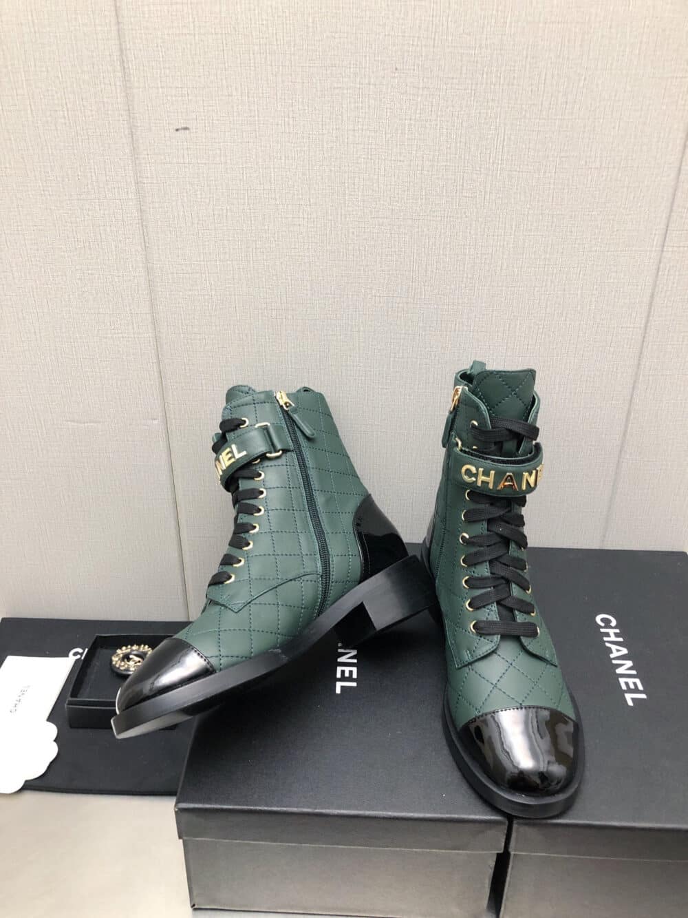 Alternative view of CHANEL COMBAT BOOTS DARK GREEN G45005