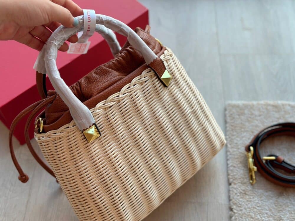 VALENTINO GARAVANI WO VLOGO SMALL WICKER BASKET BAG BEIGE 25CM XW2B0K41YMP 43S - Image 5