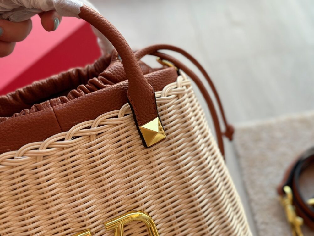 VALENTINO GARAVANI WO VLOGO SMALL WICKER BASKET BAG BEIGE 25CM XW2B0K41YMP 43S - Image 7