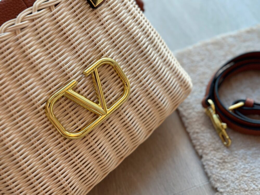 VALENTINO GARAVANI WO VLOGO SMALL WICKER BASKET BAG BEIGE 25CM XW2B0K41YMP 43S - Image 9