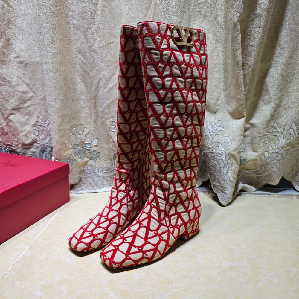 Alternative view of VALENTINO VLOGO TYPE BOOT IN TOILE ICONOGRAPHE BEIGE RED 2W2S0FT9EBHJ4A