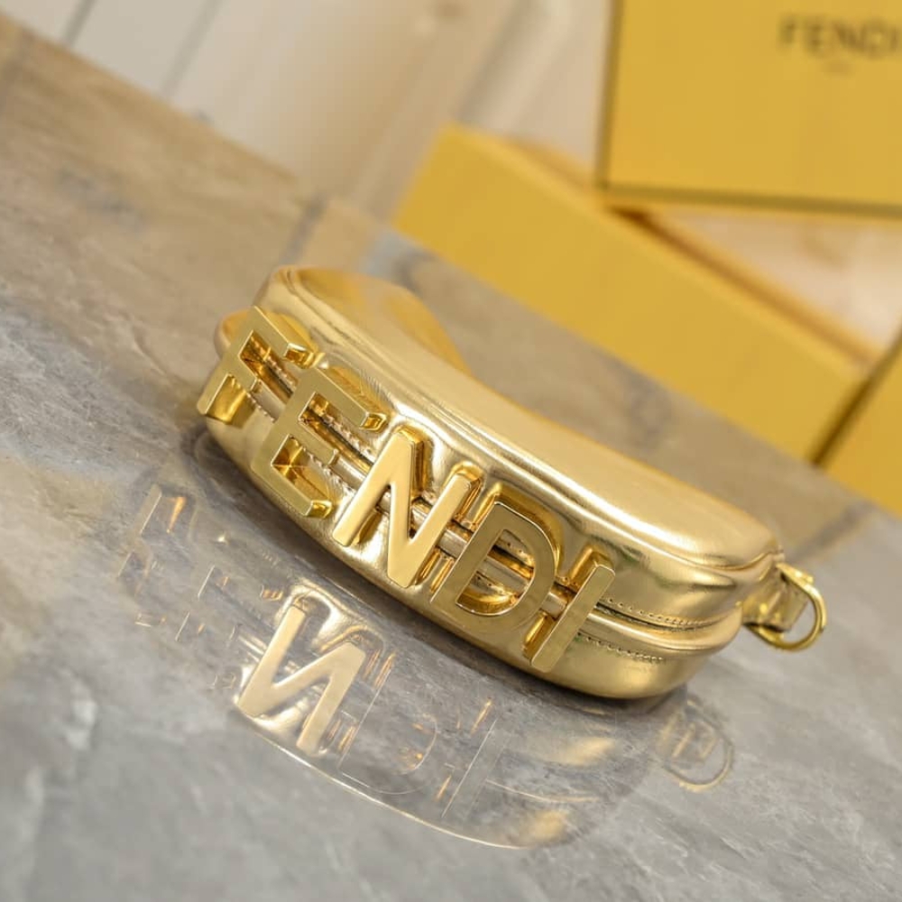 Fendi Nano Fendigraphy Mini Bag Metallic Gold 16Cm - Image 3