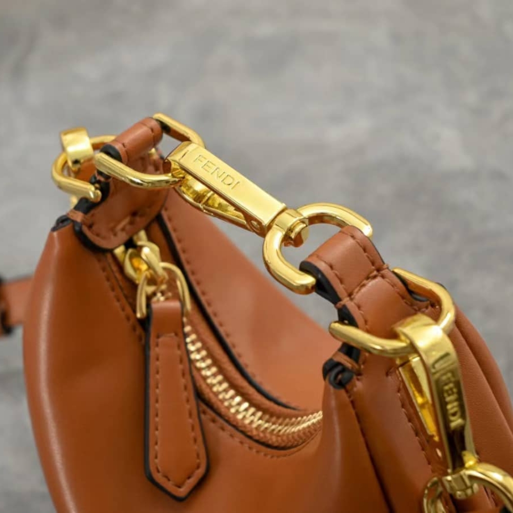 Fendi Fendigraphy Mini Leather Mini Bag Brown 20Cm 8BS081A5DYF1MQI - Image 4