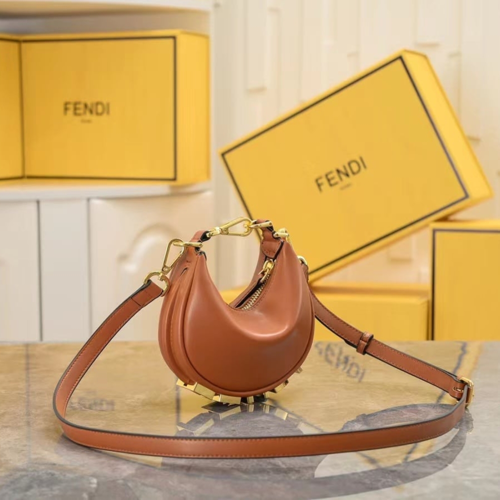 Alternative view of Fendi Fendigraphy Mini Leather Mini Bag Brown 20Cm 8BS081A5DYF1MQI