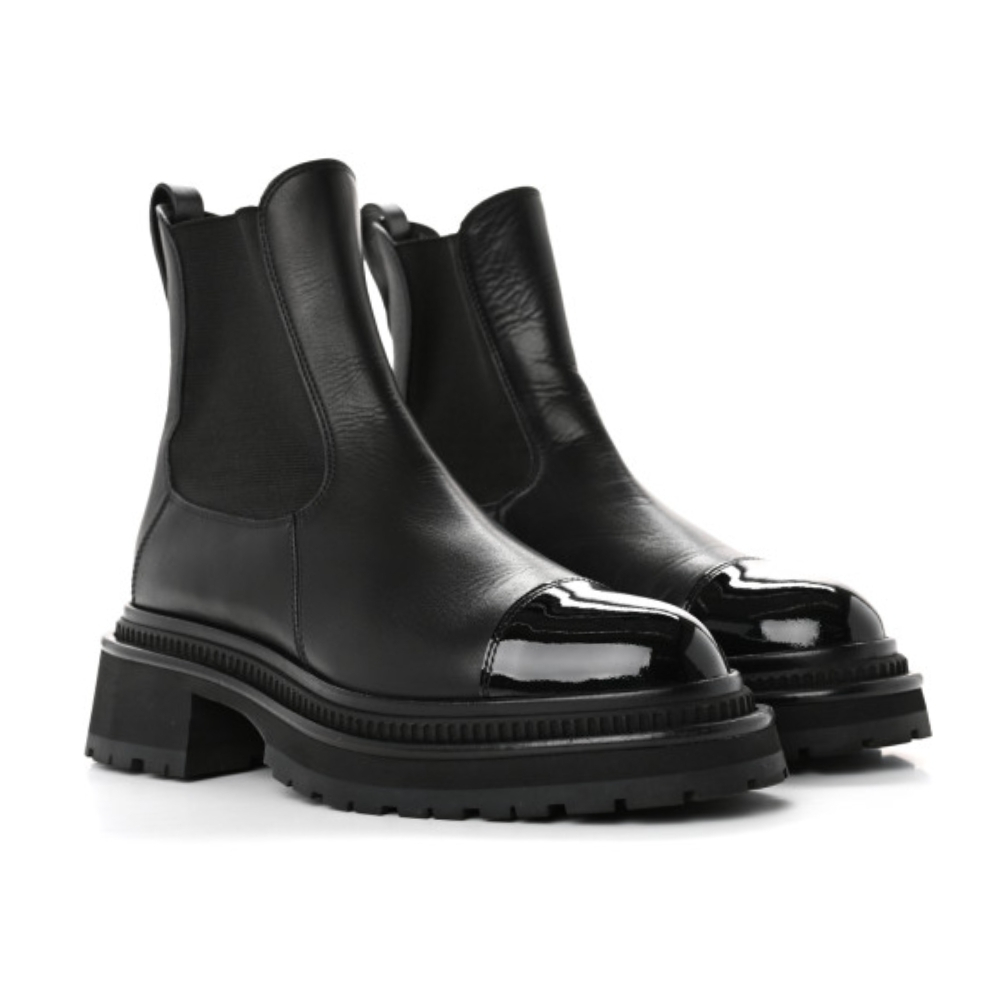 CHANEL SHORT BOOTS MATTE LEATHER BLACK