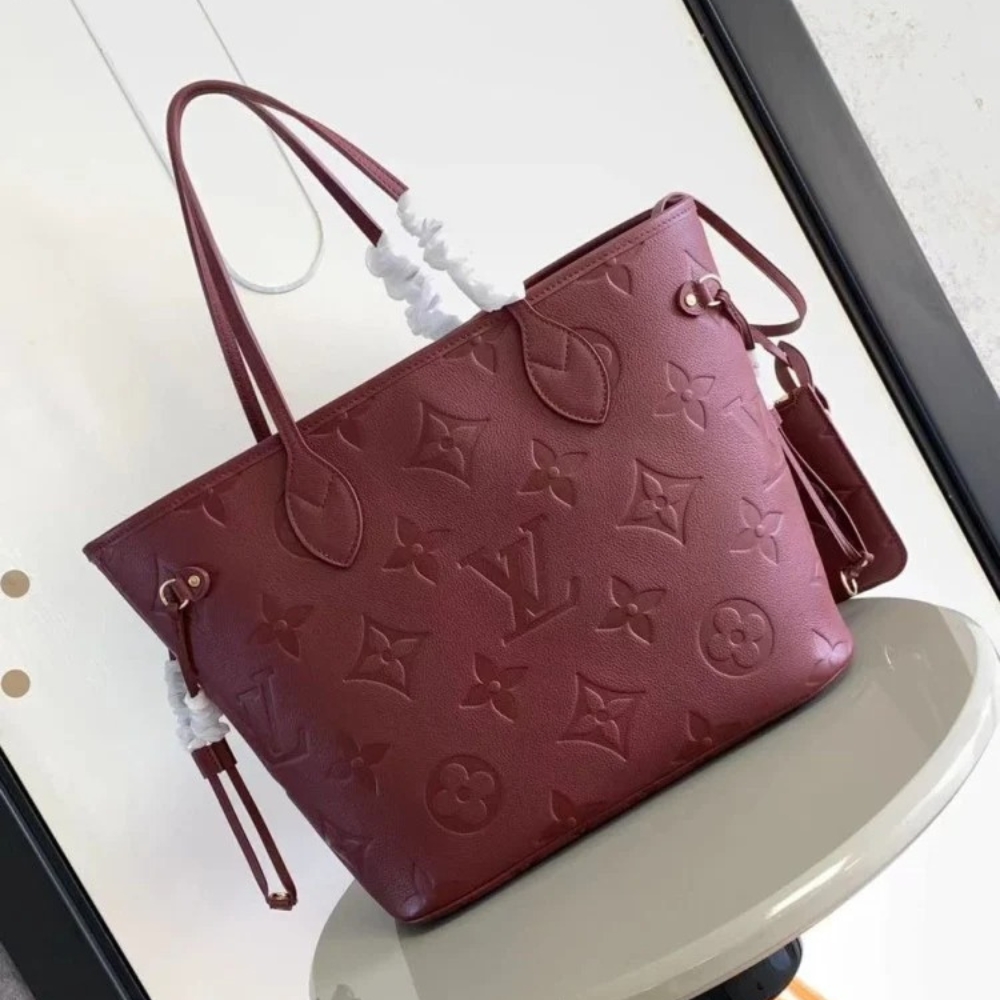 Alternative view of LOUIS VUITTON NEVERFULL MM MONOGRAM EMPREINT WINE RED 31CM M25855