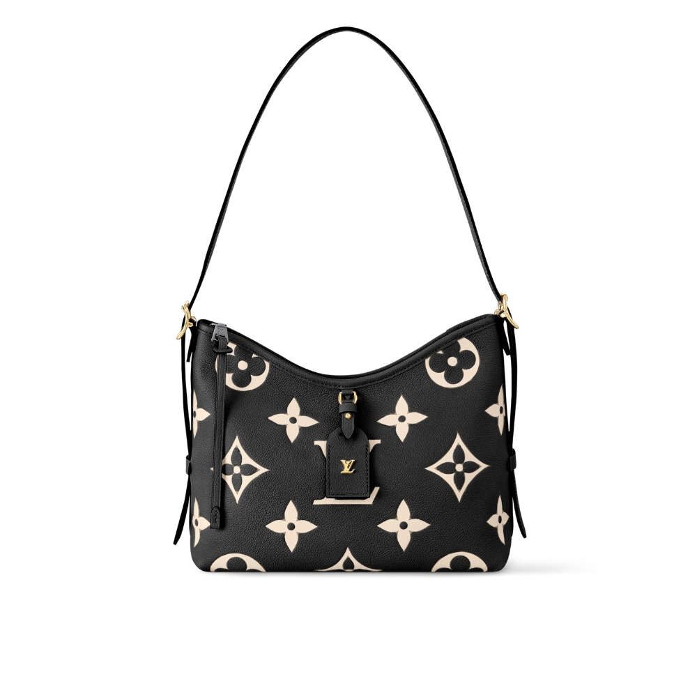 LOUIS VUITTON CARRYALL PM BICOLOR MONOGRAM EMPREINTE BLACK BEIGE 29CM