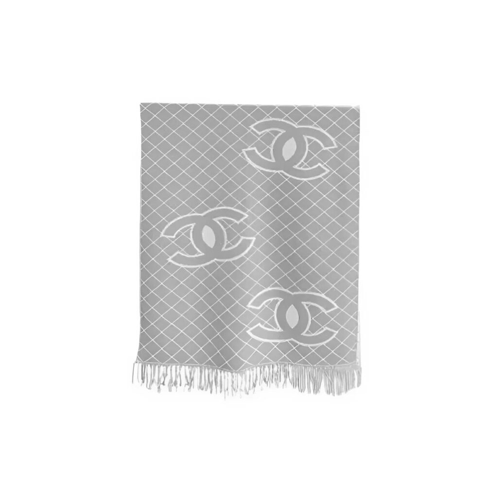 CHANEL CASHMERE SHEARLING SCARF GREY