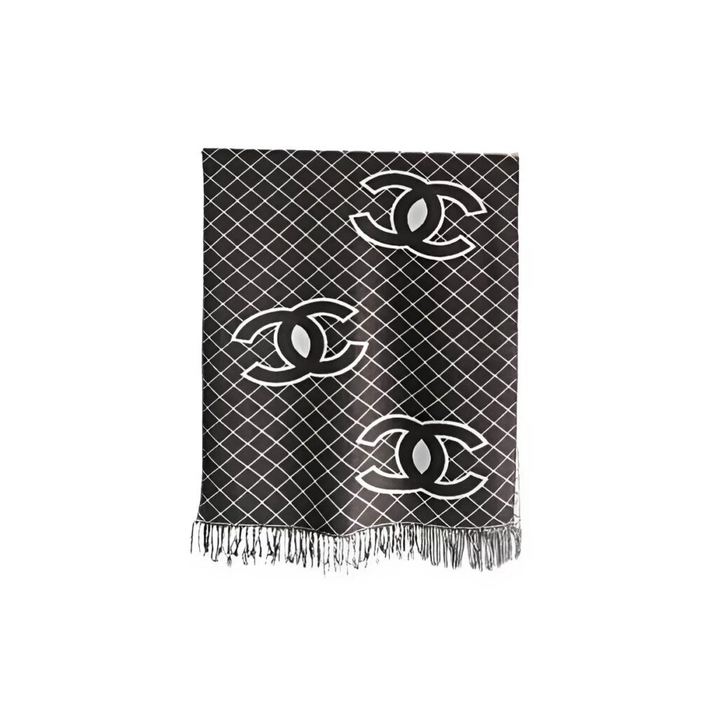 CHANEL CASHMERE SHEARLING SCARF BLACK