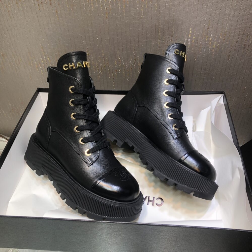 Alternative view of CHANEL CC LACE UP BOOT BLACK G45124 B14018 94305