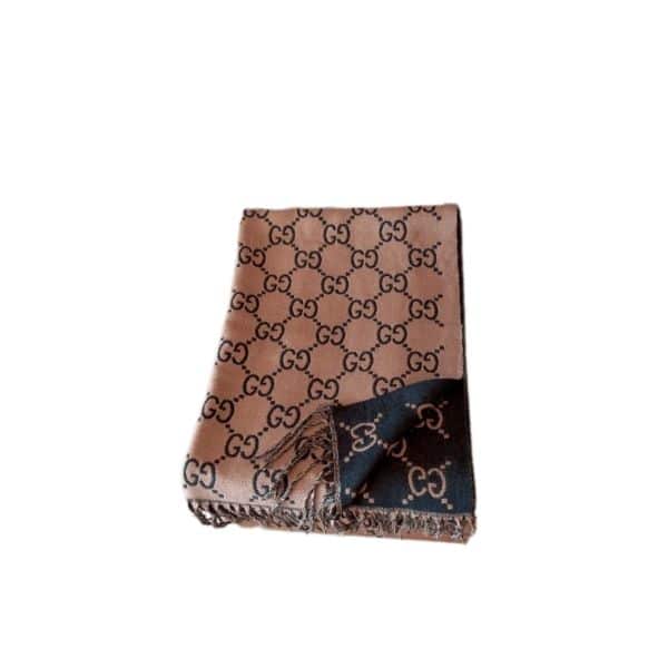 GUCCI GG JACQUARD SCARF BROWN AND BLACK