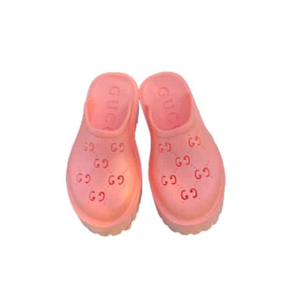 GUCCI MEN'S SLIP ON SANDAL PINK GG RUBBER
