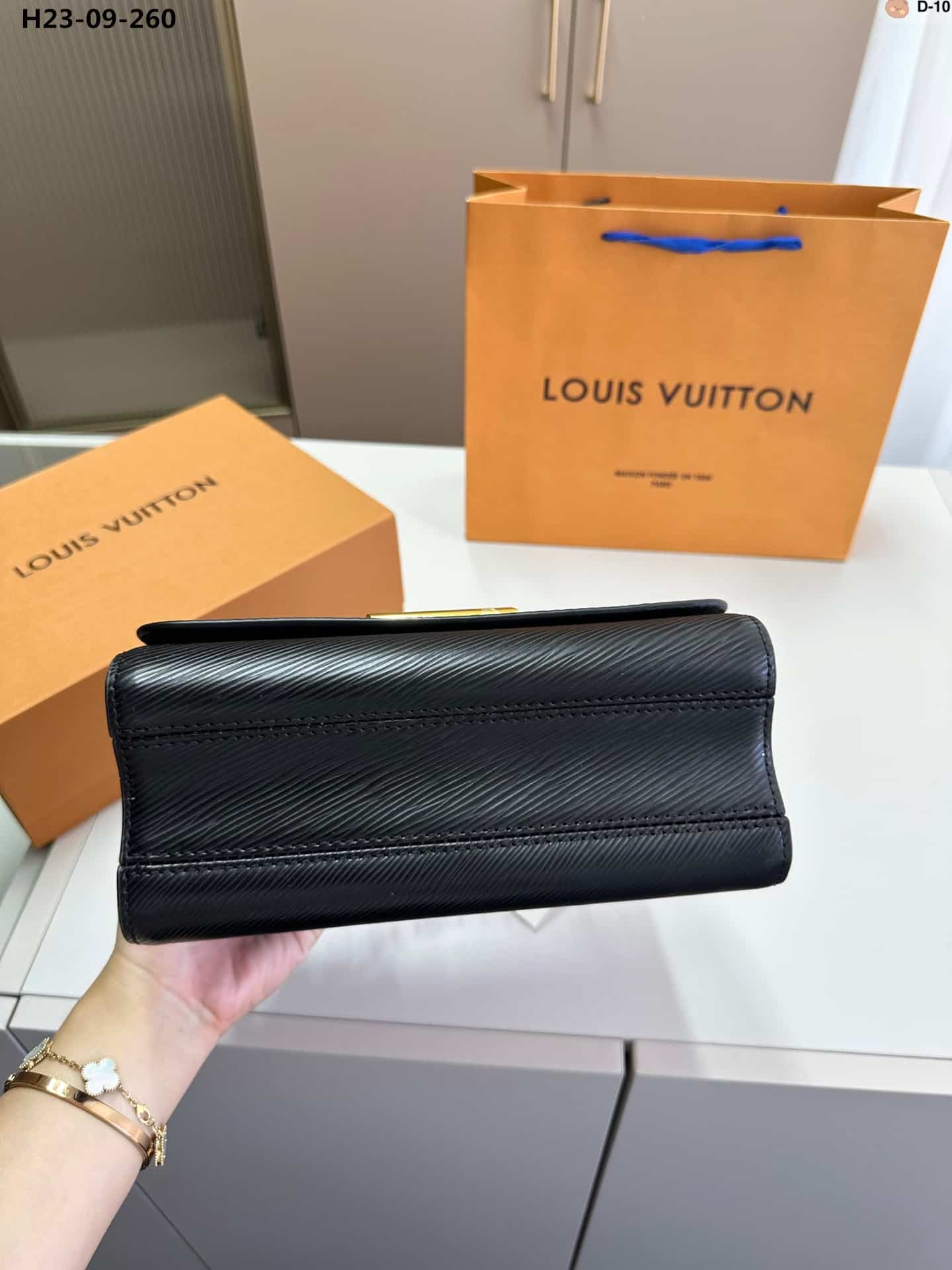 LOUIS VUITTON TWIST MM BAGS EPI LEATHER LOCK CHAIN BLACK 23CM - Image 4