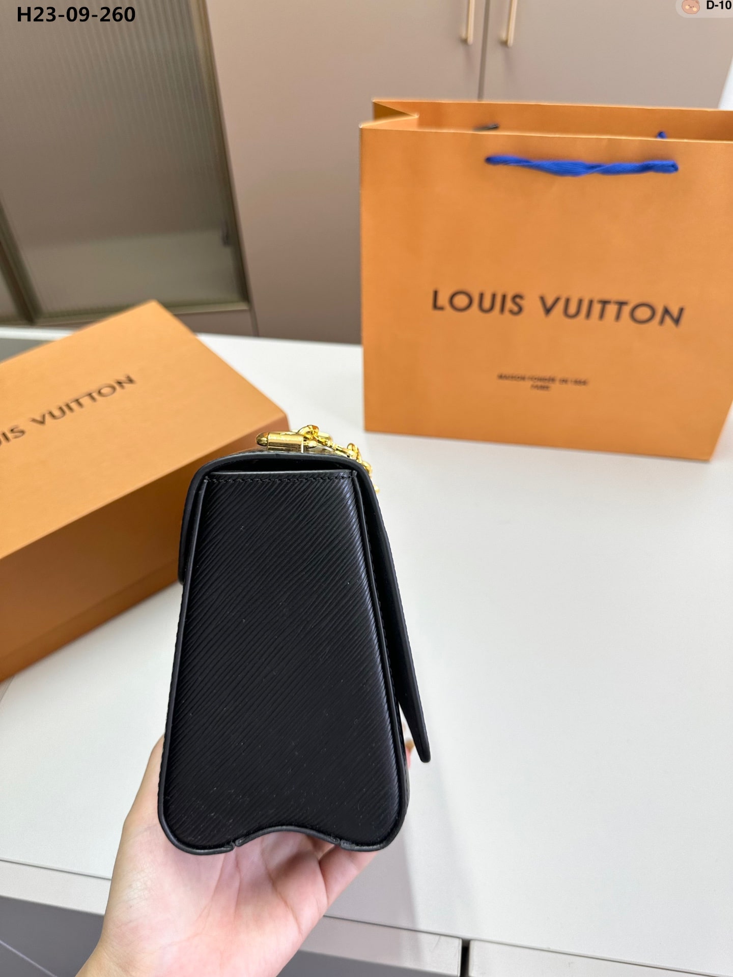 LOUIS VUITTON TWIST MM BAGS EPI LEATHER LOCK CHAIN BLACK 23CM - Image 3