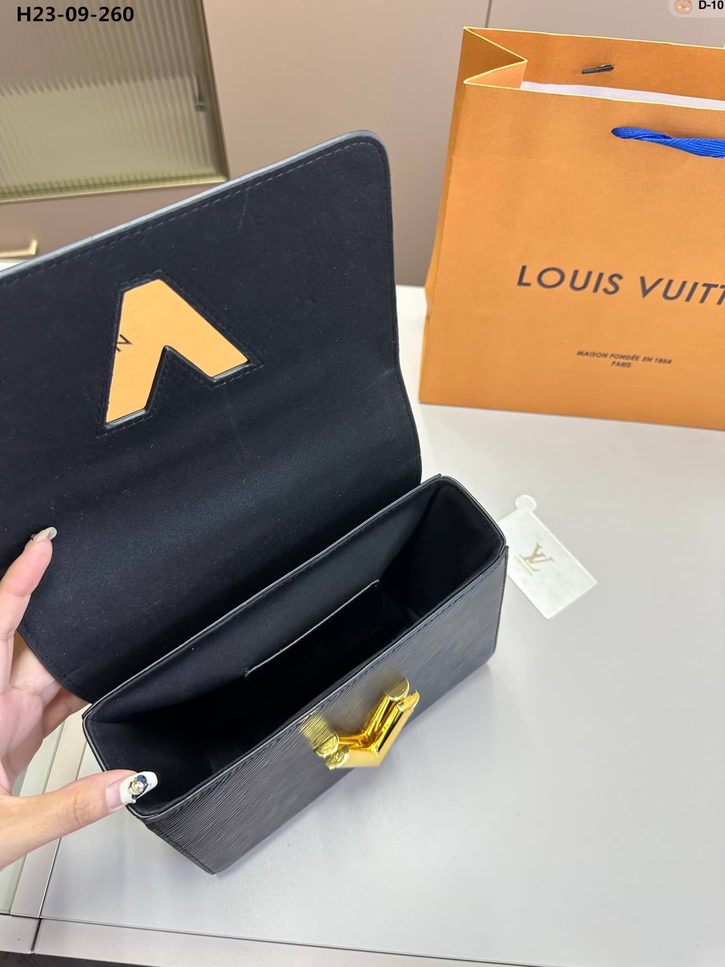 LOUIS VUITTON TWIST MM BAGS EPI LEATHER LOCK CHAIN BLACK 23CM - Image 2
