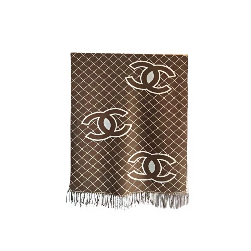 CHANEL CASHMERE SHEARLING SCARF BROWN