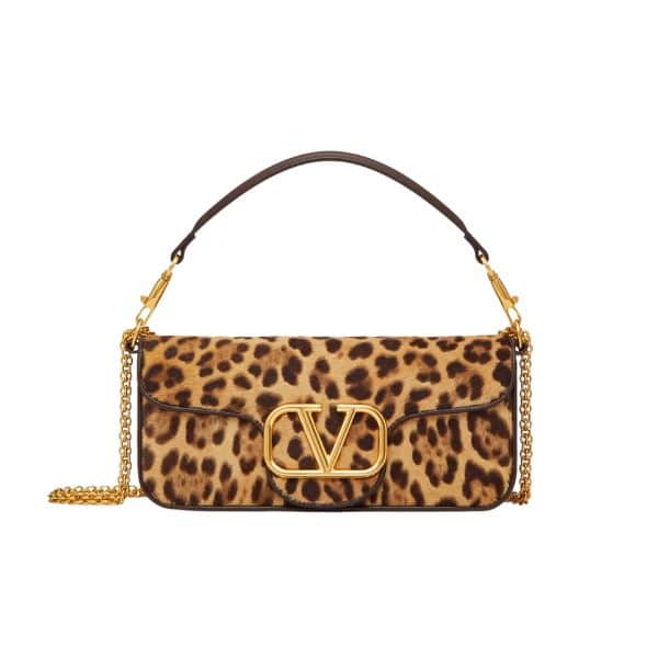 VALENTINO LOCÒ SHOULDER BAG IN PONY EFFECT ANIMALIER CALFSKIN 27CM 3W2B0K30XQV K9F