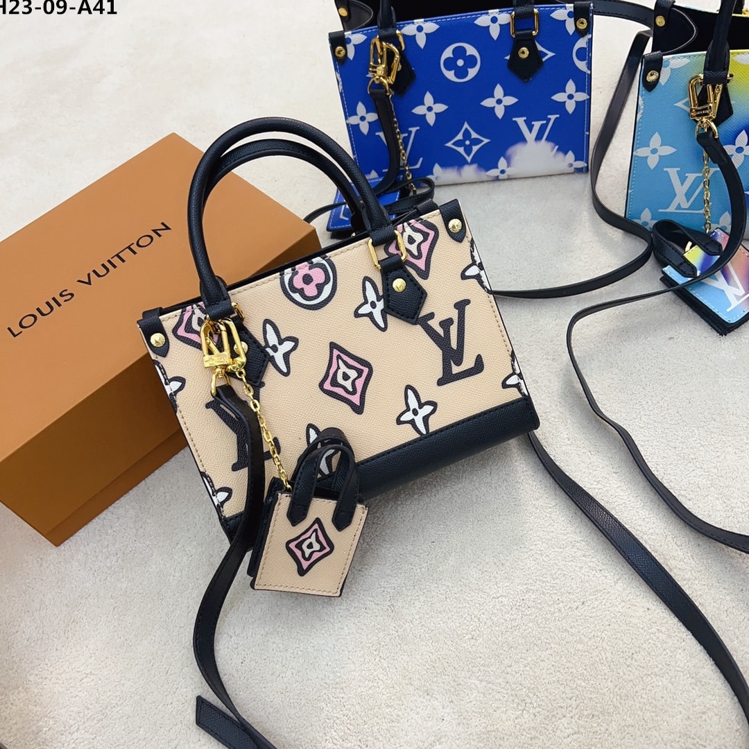 LOUIS VUITTON ONTHEGO HAND PAINTED MONOGRAM BEIGE 22CM - Image 2