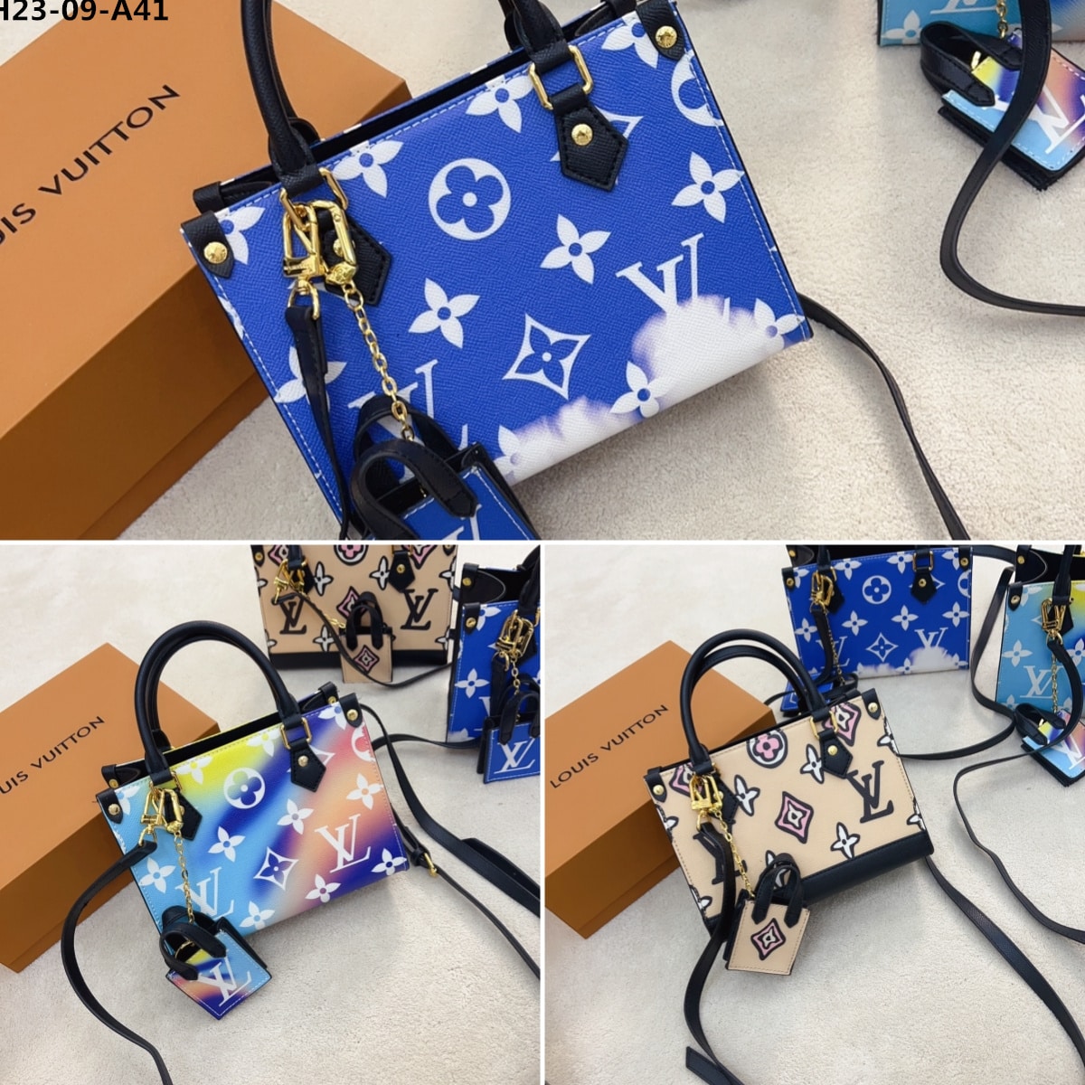 LOUIS VUITTON ONTHEGO HAND PAINTED MONOGRAM BEIGE 22CM - Image 3