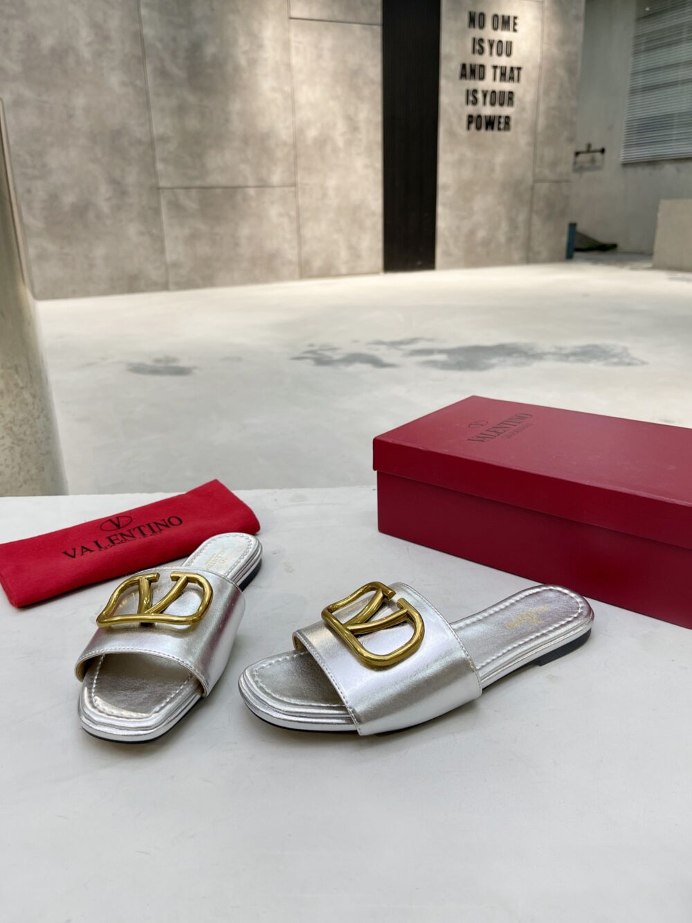 Alternative view of VALENTINO GARAVANI VLOGO SIGNATURE SLIDE SANDAL SILVER