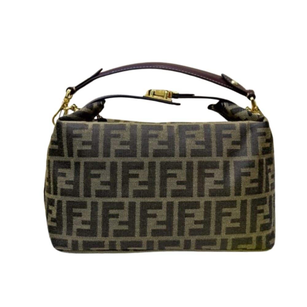 FENDI ZUCCA JACQUARD MINI POUCH BAG BROWN 27CM