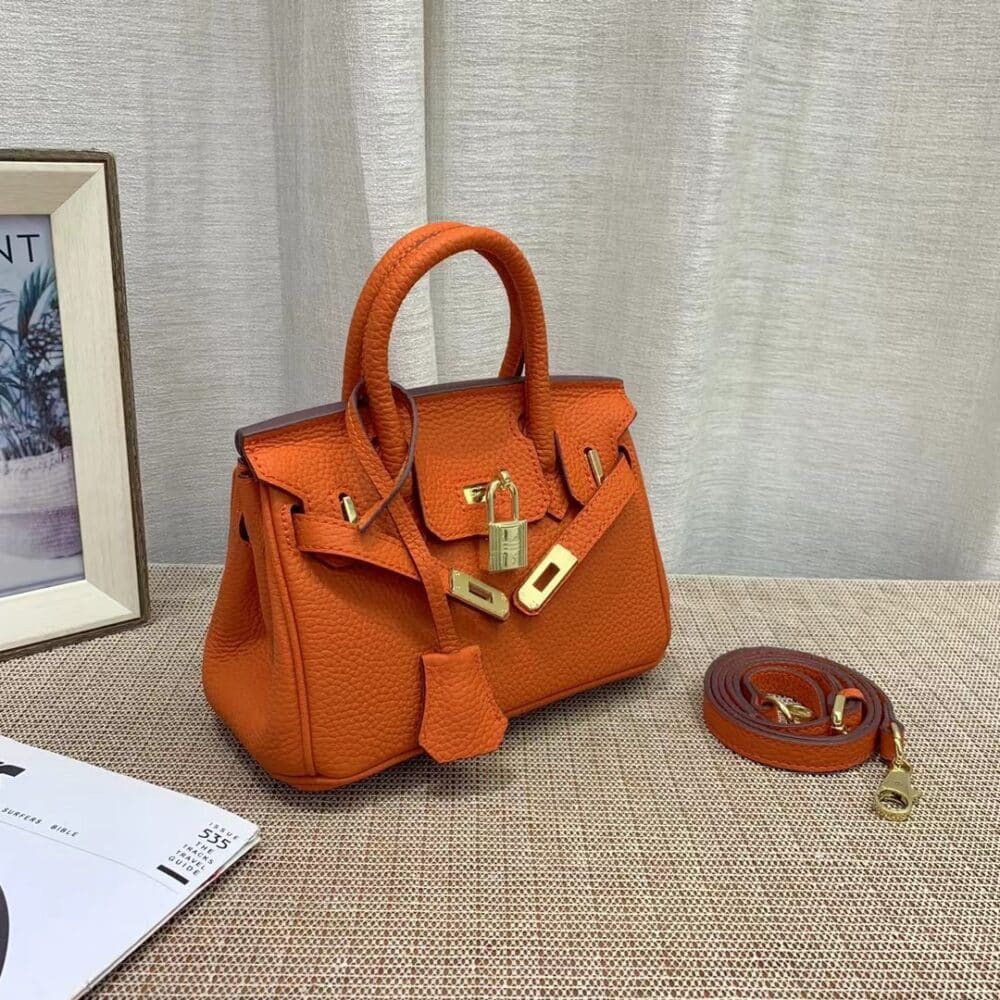 HERMES BIRKIN MINI GOLD HARDWARE EPSOM ORANGE 20CM - Image 3