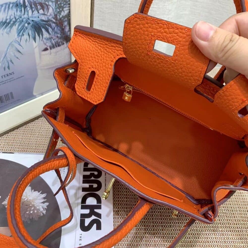 HERMES BIRKIN MINI GOLD HARDWARE EPSOM ORANGE 20CM - Image 8