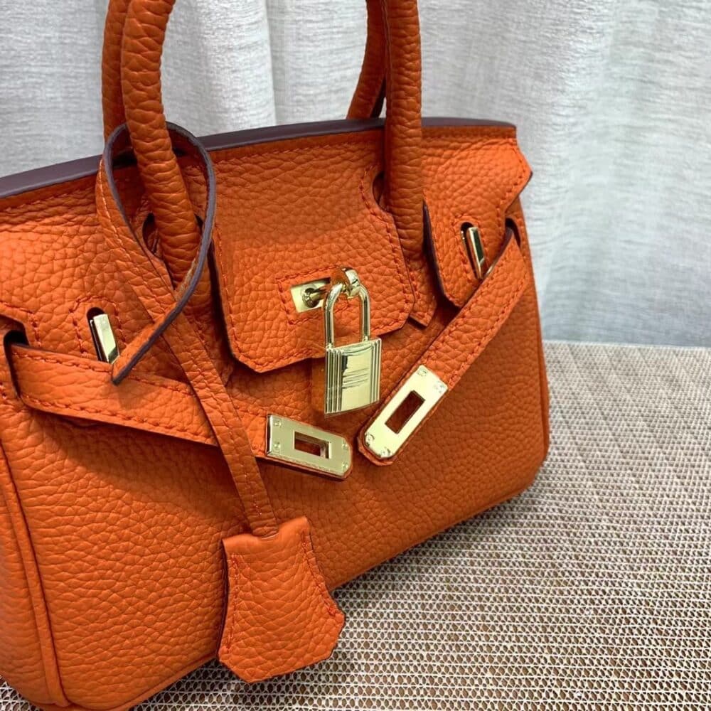 HERMES BIRKIN MINI GOLD HARDWARE EPSOM ORANGE 20CM - Image 9