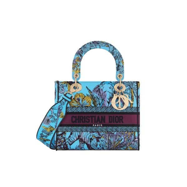 DIOR MEDIUM LADY D LITE BAG CELESTIAL BLUE MULTICOLOR TOILE DE JOUY VOYAGE EMBROIDERY 24CM M0565OEUPM259