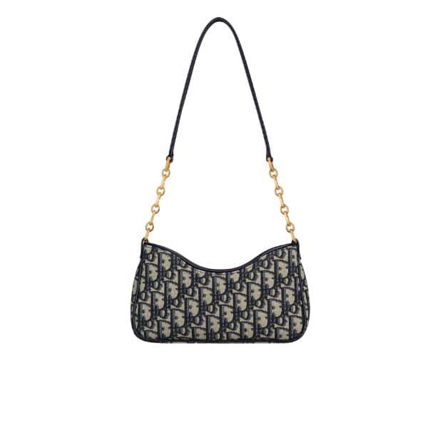 DIOR AVENUE 30 MONTAIGNE MINI HOBO BAG BLUE OBLIQUE JACQUARD 21CM