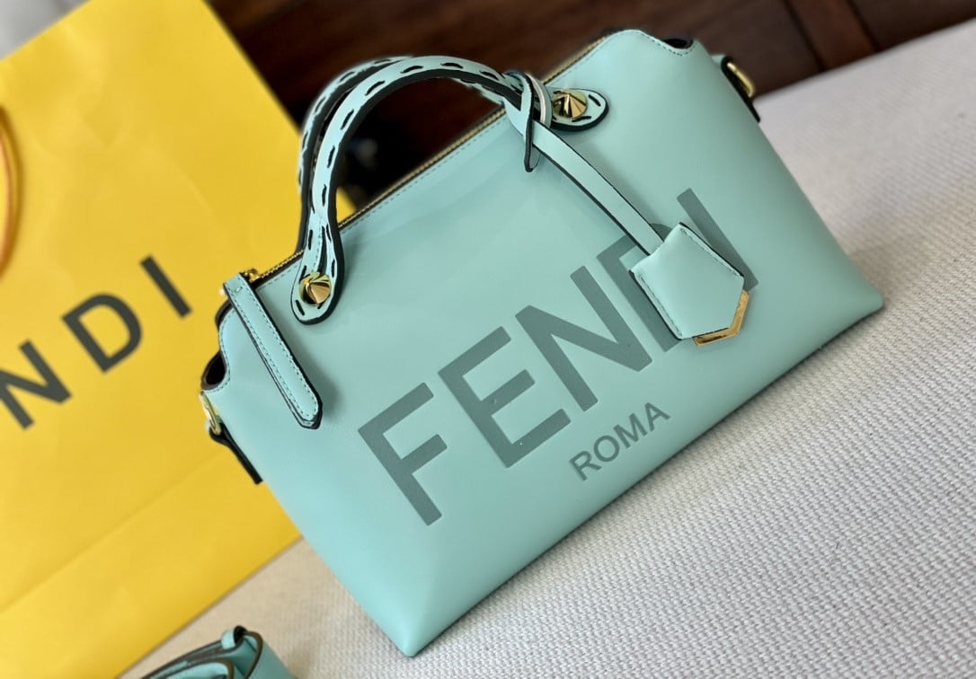 FENDI BY THE WAY MEDIUM LEATHER BOSTON BAG BLUE 27CM - Image 2