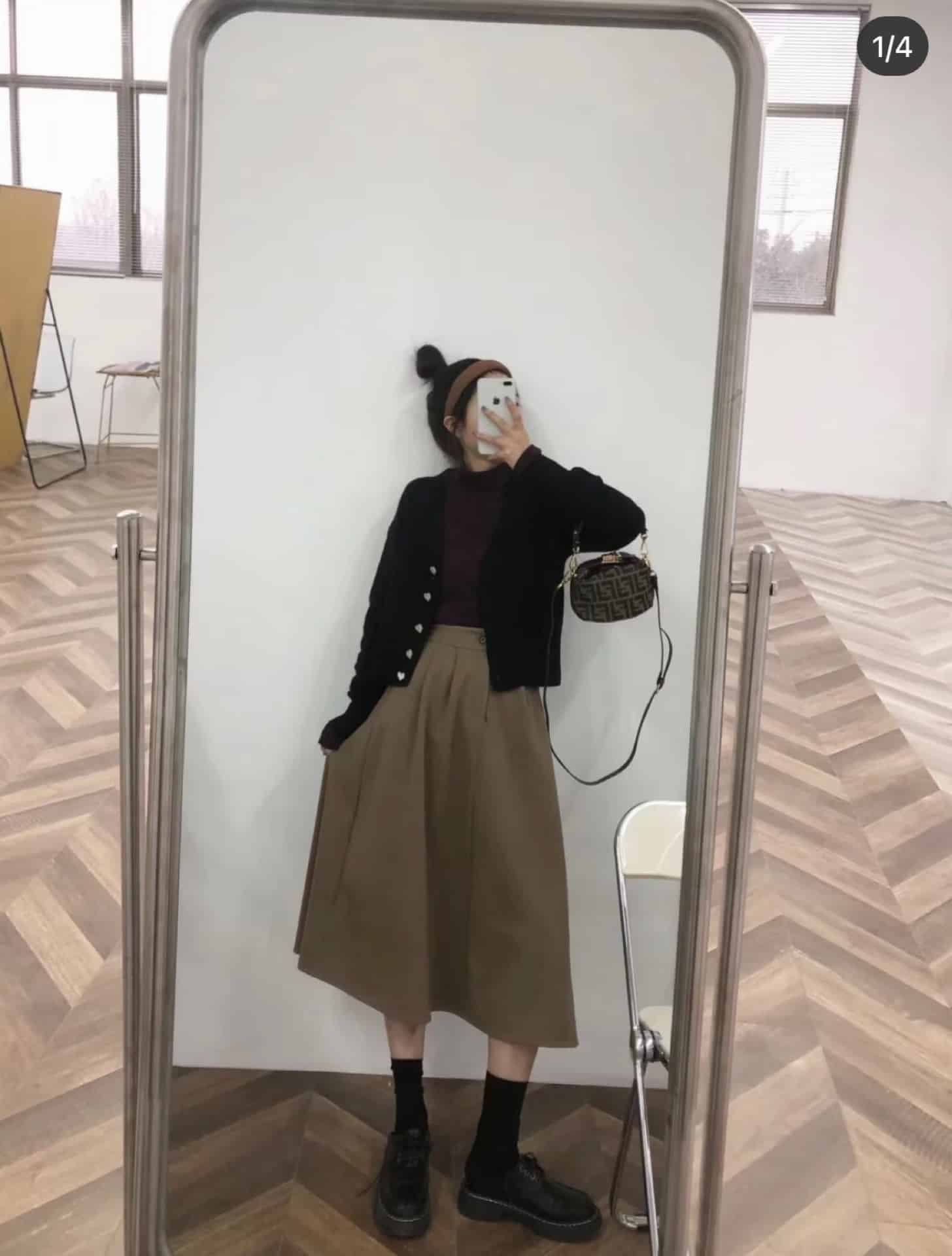 FENDI ZUCCA JACQUARD MINI POUCH BAG BROWN 27CM - Image 10