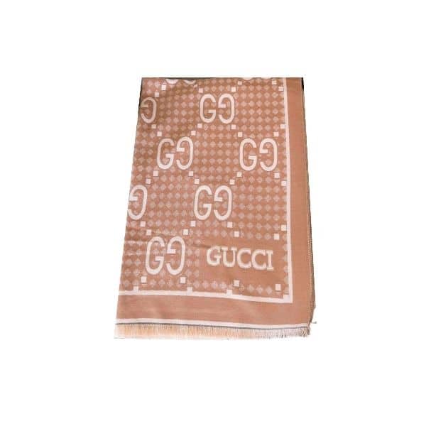 GUCCI MAXI GG WOOL JACQUARD SCARF BEIGE