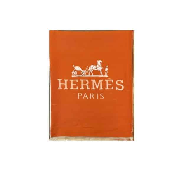 HERMES H LETTER CASHMERE MUFFLER ORANGE