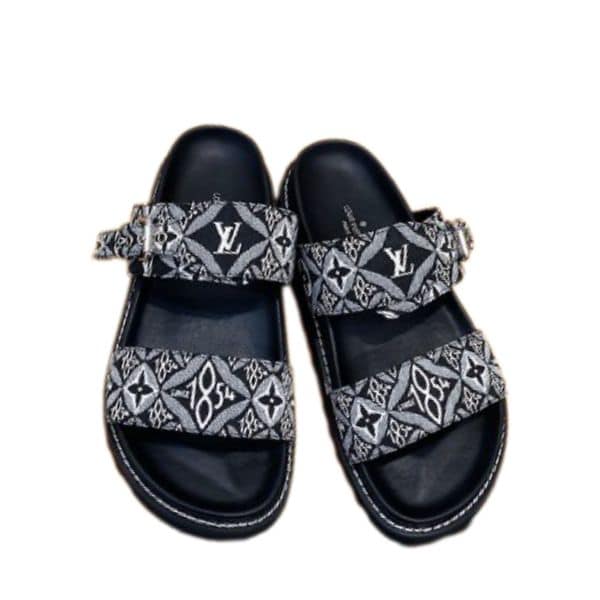 LOUIS VUITTON BOM DIA FLAT COMFORT MULE BLACK
