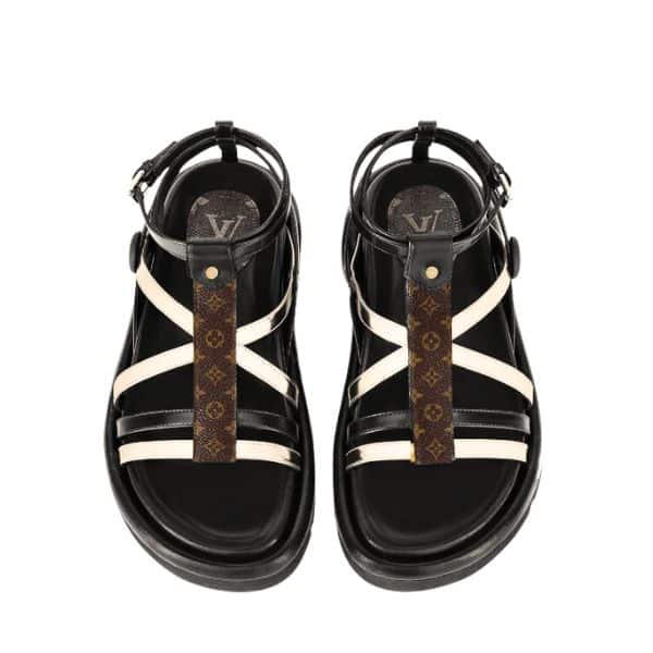 LOUIS VUITTON  POOL PILLOW COMFORT SANDALS BLACK AND SILVER